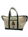 Polo Ralph Lauren Beige & Green Canvas Tote Zip Close Monogram Graphic Bag Beige & Green / M