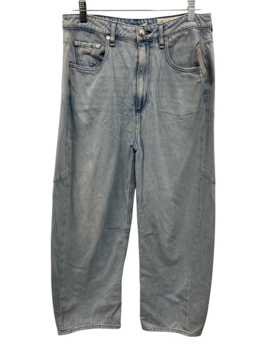 Rag & Bone Size 27 Light Wash Cotton High Rise Wide Leg Barrel Zip Fly Jeans Light Wash / 27