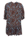 Sea New York Size 00 Brown, Blue, White Cotton Short Puff Sleeve Mock Neck Dress Brown, Blue, White / 00
