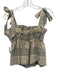 Ganni Size 34 Beige, Black & White Polyester Blend Plaid Sleeveless Gathered Top Beige, Black & White / 34