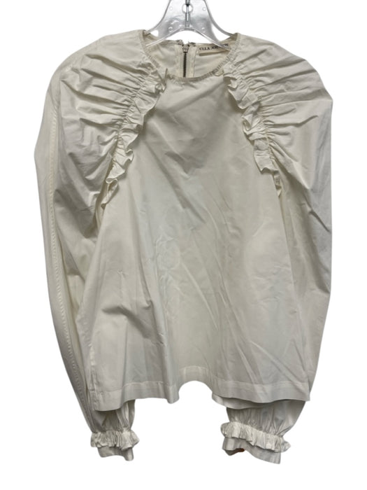 Ulla Johnson Size 0 White Cotton Long puff sleeve Ruffles Back Zip Top White / 0