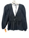 Staud Size 2 Black Cotton Blend Long puff sleeve Gathered Peplum Plunge Neck Top Black / 2
