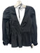 Staud Size 2 Black Cotton Blend Long puff sleeve Gathered Peplum Plunge Neck Top Black / 2