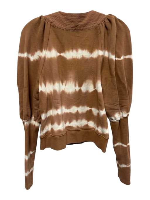 Ulla Johnson Size Small Brown & White Cotton Long puff sleeve Tie Dye Top Brown & White / Small