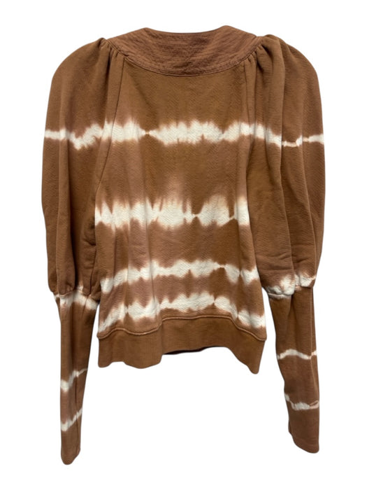 Ulla Johnson Size Small Brown & White Cotton Long puff sleeve Tie Dye Top Brown & White / Small