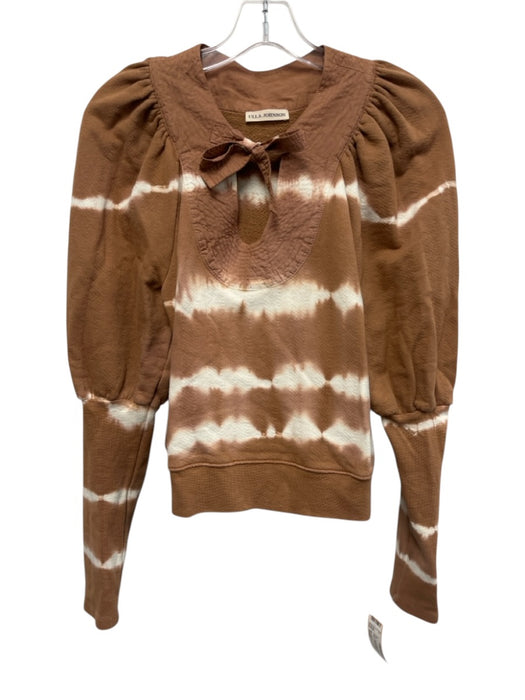 Ulla Johnson Size Small Brown & White Cotton Long puff sleeve Tie Dye Top Brown & White / Small