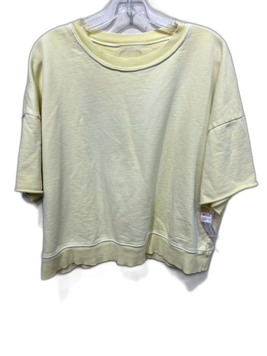 Daily Drills Size XS/S Light Yellow Cotton Short Sleeve Sweatshirt Sweater Light Yellow / XS/S
