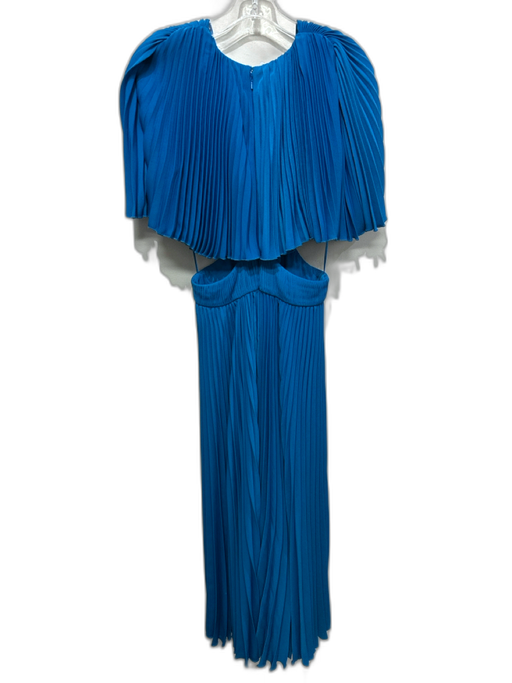 AMUR Size XS Blue Polyester Pleated Flutter Sleeve Side Cut Outs Dress Blue / XS