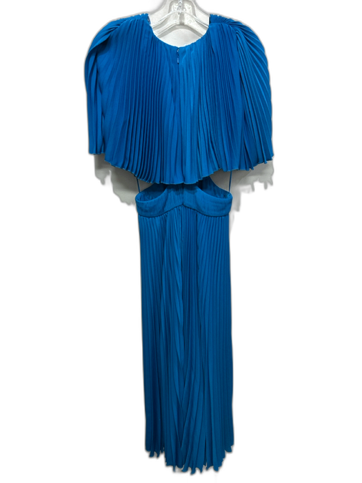 AMUR Size XS Blue Polyester Pleated Flutter Sleeve Side Cut Outs Dress Blue / XS