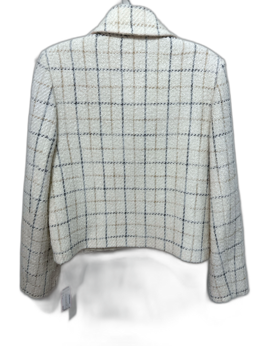 MNG Size Small Cream, Black & Gold Cotton & Wool Blend Tweed Windowpane Jacket Cream, Black & Gold / Small