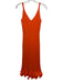 AMUR Size S Orange Viscose Blend Sleeveless Rib Knit Ruffles Midi Dress Orange / S