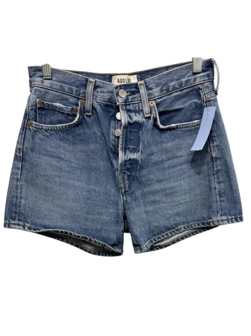 Agolde Size 24 Medium Wash Cotton Denim Button Fly Mid Rise Pockets Shorts Medium Wash / 24
