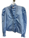 Love The Label Size XS Light Blue Cotton Ruffle Accent Mock Neck V Neck Top Light Blue / XS