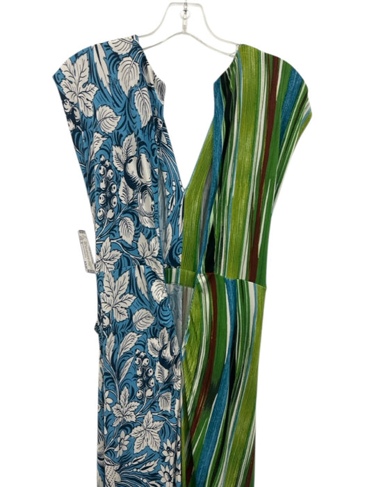 Diane Von Furstenberg Size S Blue, Green, Brown Viscose Multi print V Neck Dress Blue, Green, Brown / S