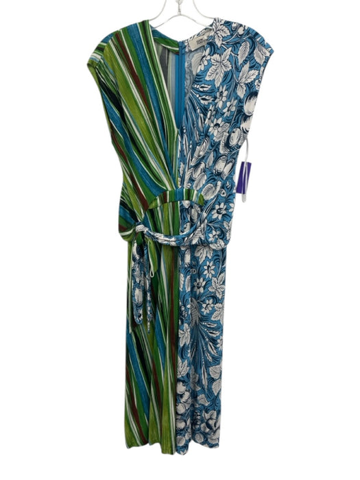 Diane Von Furstenberg Size S Blue, Green, Brown Viscose Multi print V Neck Dress Blue, Green, Brown / S