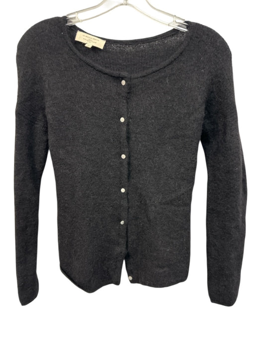 Sezane Size XS Black Mohair Blend Long Sleeve Button Front Knit Sweater Black / XS