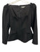 Reformation Size 2 Black Wool Blend Long puff sleeve Faux Pockets Back Zip Top Black / 2