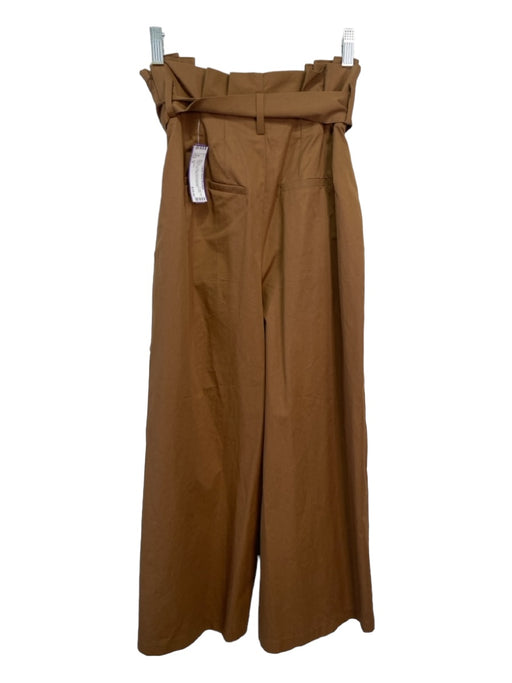 Exquise Size S Brown Cotton Paperbag Waist Wide Leg Crop Sash Inc Pants Brown / S