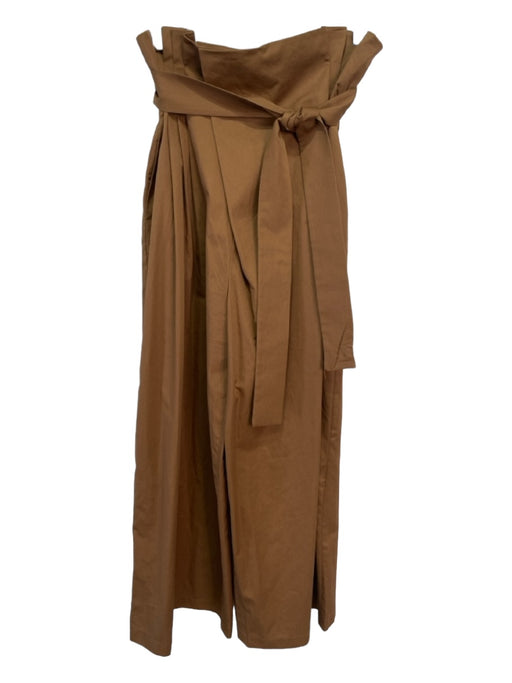 Exquise Size S Brown Cotton Paperbag Waist Wide Leg Crop Sash Inc Pants Brown / S