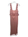 Antonio Melani Size 4 Dusty Pink Linen Blend Tassel Trim Square Neck Maxi Dress Dusty Pink / 4