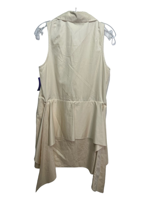 Tibi Size 4 Beige Cotton Collared Button Up Sleeveless Tie Waist Dress Beige / 4