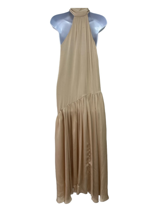 Zimmermann Size 0 Beige Silk High Tie Neck Sleeveless Drop Waist Maxi Dress Beige / 0