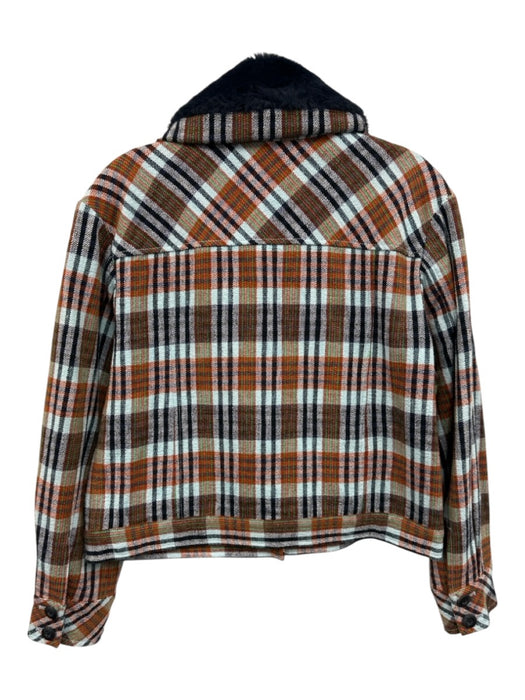 Maeve by ANTHROPOLGIE Size Small Blue, Brown & Green Cotton Blend Plaid Jacket Blue, Brown & Green / Small