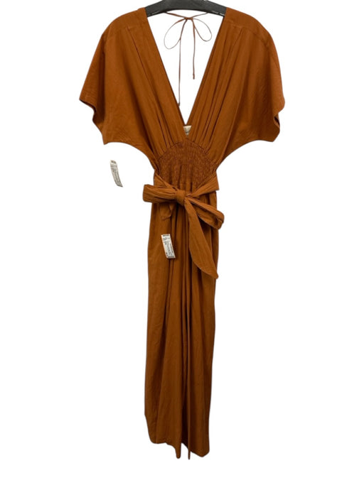 Cleobella Size S Clay Orange No Fabric Tag Short Dolman Sleeve V Neck Jumpsuit Clay Orange / S