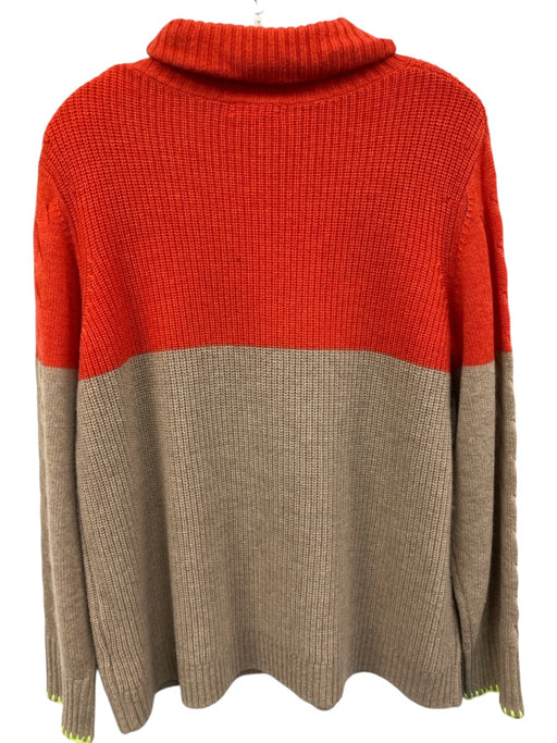 Lisa Todd Size L Beige & Orange Wool & Cashmere Ribbed Knit Color Block Sweater Beige & Orange / L