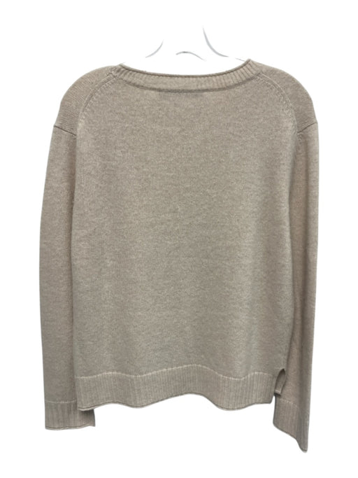 Jenni Kayne Size XS Beige Cashmere Long Sleeve V Neck Knit Ribbed Sweater Beige / XS