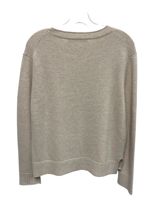 Jenni Kayne Size XS Beige Cashmere Long Sleeve V Neck Knit Ribbed Sweater Beige / XS