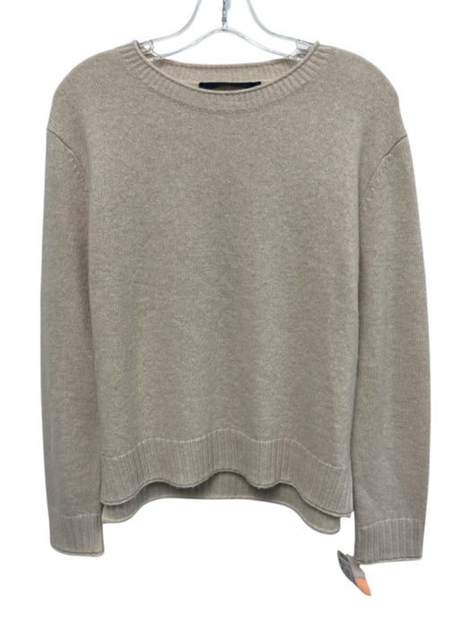 Jenni Kayne Size XS Beige Cashmere Long Sleeve V Neck Knit Ribbed Sweater Beige / XS