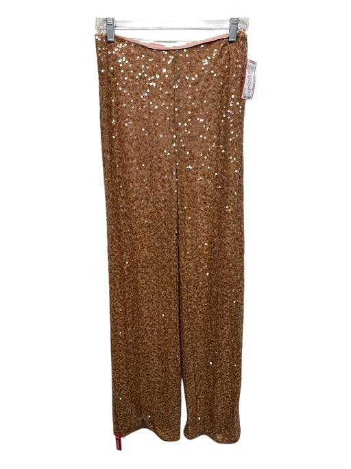 Sachin & Babi Size 6 Light Brown Polyester Sequined Elastic Back Side Zip Pants Light Brown / 6