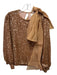 Sachin & Babi Size S light brown Polyester Sequined Long Sleeve Keyhole Back Top Light Brown / S