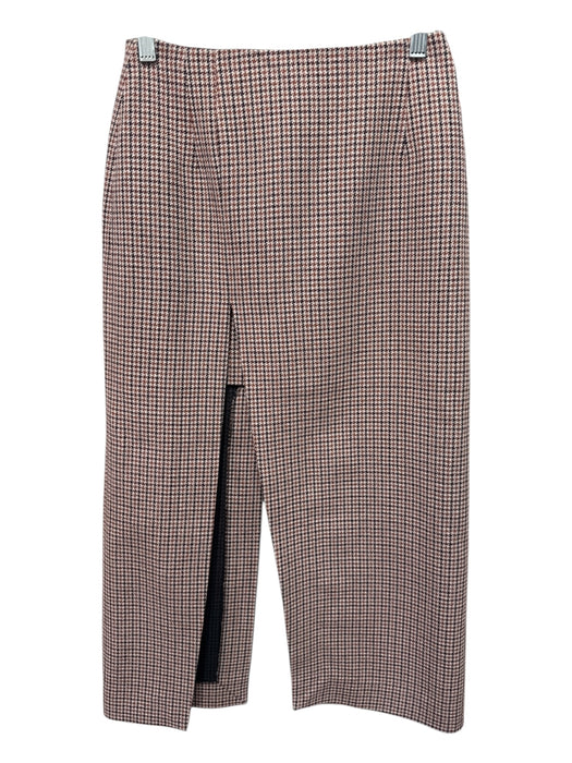 Maje Size 36 Brown & Cream Cotton & Wool Blend Tweed Houndstooth Skirt Brown & Cream / 36