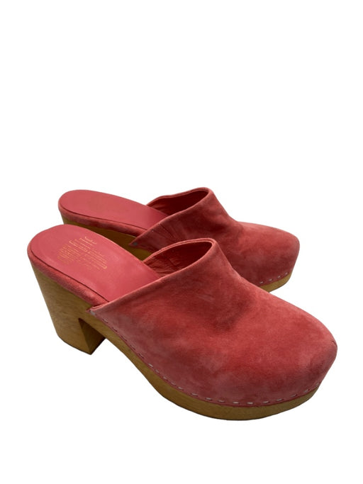 Charlotte Stone Shoe Size 9 Pink & Brown Suede & Wood Wood Sole Clog Pump Mules Pink & Brown / 9