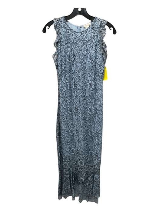 Shoshanna Size 6 Blue & Black Rayon Blend Sleeveless Floral Lace Back Zip Dress Blue & Black / 6