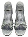 Reformation Shoe Size 7.5 Silver Leather Metallic Strappy Round Toe Heel Sandals Silver / 7.5