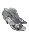 Reformation Shoe Size 7.5 Silver Leather Metallic Strappy Round Toe Heel Sandals Silver / 7.5