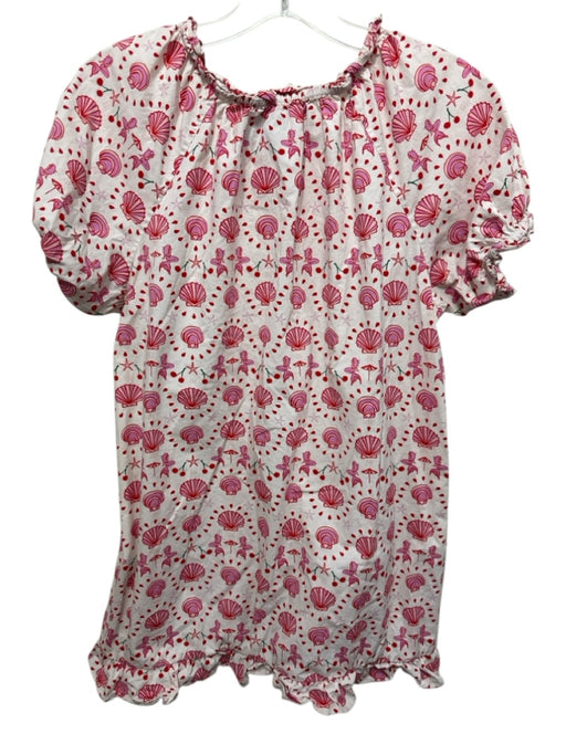 Hill House Size S White, Red, Pink Cotton Short Puff Sleeve Seashell Print Dress White, Red, Pink / S