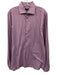 Boss Size 16.5 Purple & White Cotton All Over Print Men's Long Sleeve Shirt Purple & White / 16.5