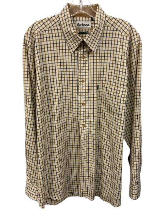 Barbour Size L Beige & Multi Color Cotton Plaid Button Down Long Sleeve Shirt Beige & Multi Color / L