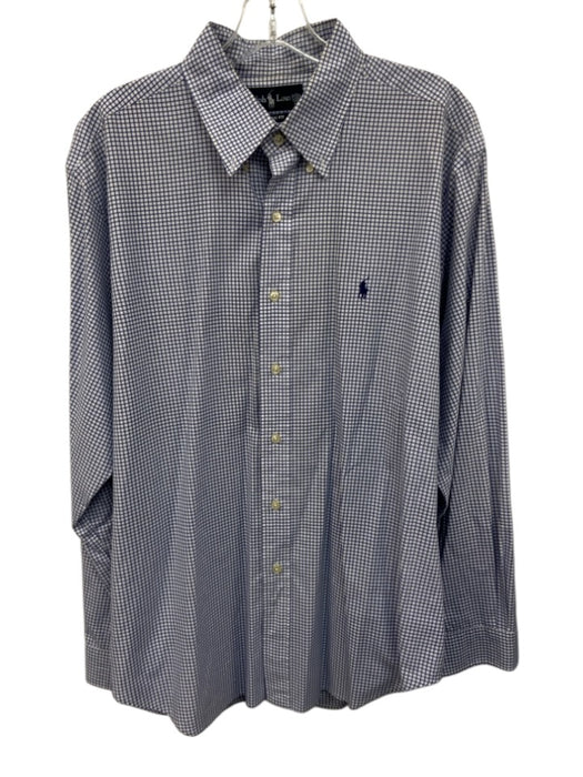 Ralph Lauren Size 16.5 Blue & White Cotton Plaid Button Down Long Sleeve Shirt Blue & White / 16.5