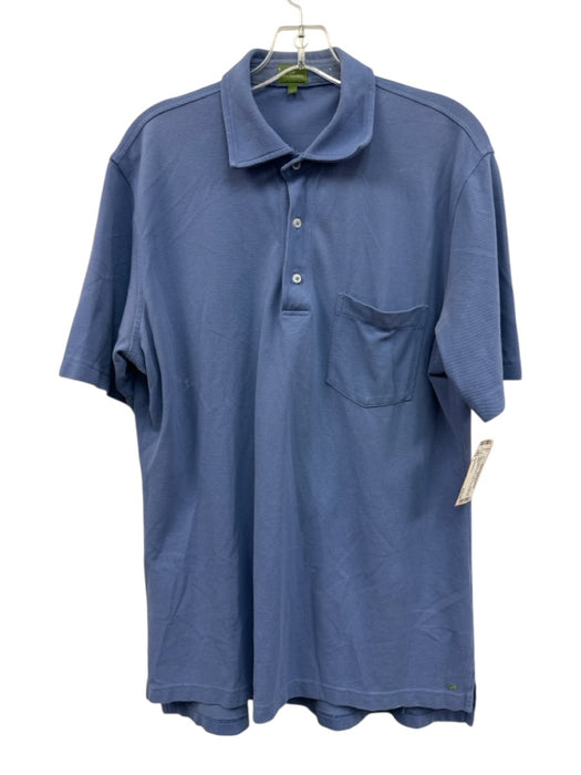 Sid Mashburn Size L Light blue Cotton Solid Polo Men's Short Sleeve Light blue / L