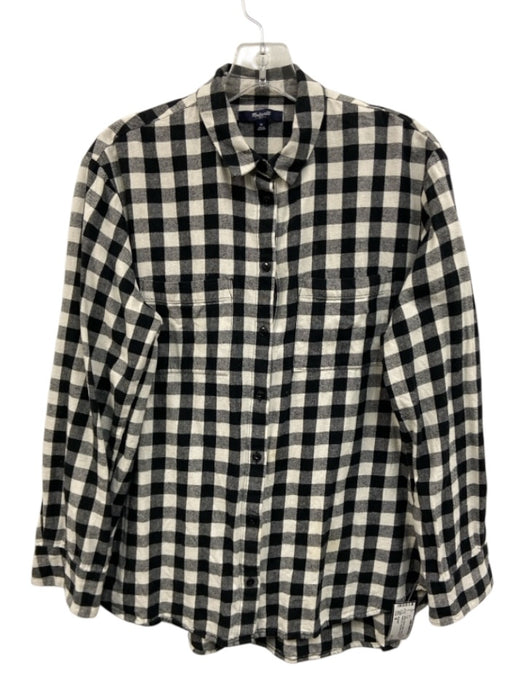 Madewell Size M White & Black Cotton Flannel Checked Button Up Long Sleeve Top White & Black / M