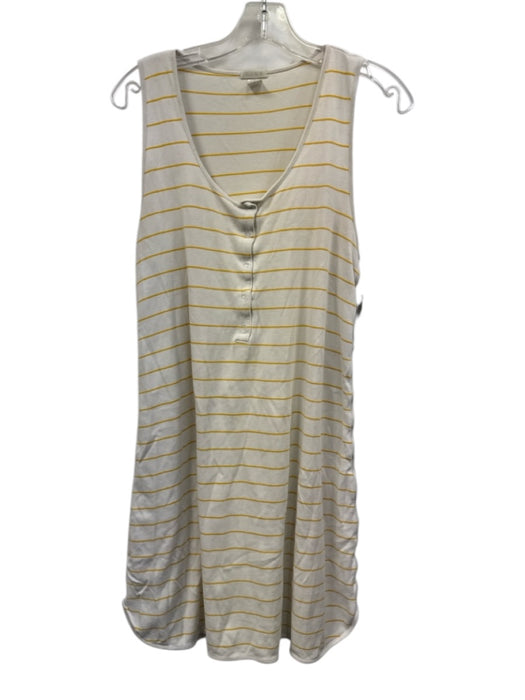 Lake Size S White & yellow Pima Cotton Striped Sleeveless 1/2 Button Dress White & yellow / S