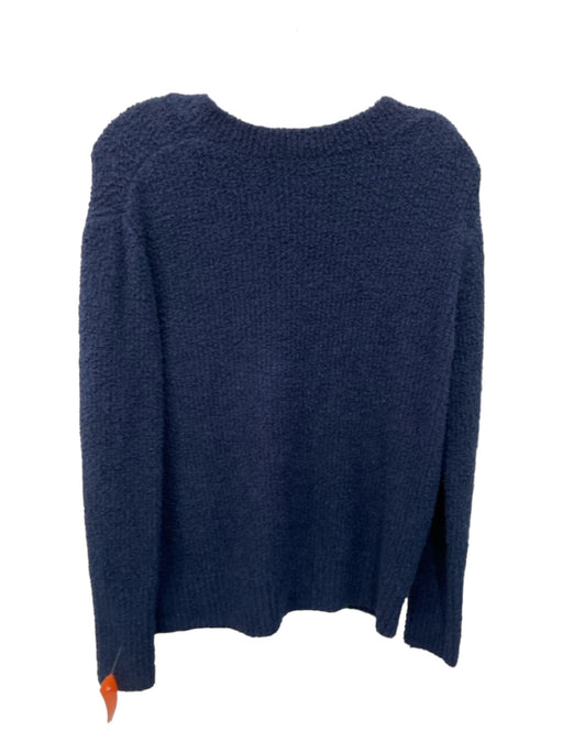 Vince Size S Navy Cotton Blend V Neck Long Sleeve Knit Fuzzy Sweater Navy / S
