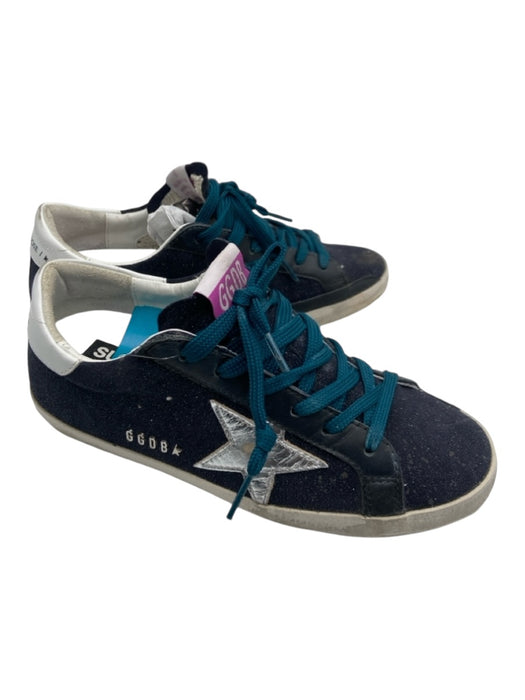 Golden Goose Shoe Size 37 Navy Green & White Leather round toe lace up Sneakers Navy Green & White / 37