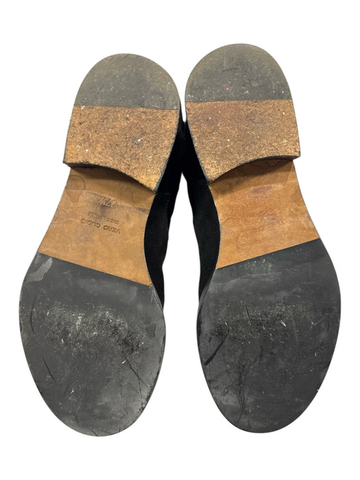 Saks Fifth Ave Shoe Size 37.5 Black Suede Low Stacked Heel Buckles Boots Black / 37.5