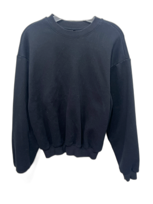 SKIMS Size L Black Cotton Crew Neck Long Sleeve Sweatshirt Black / L